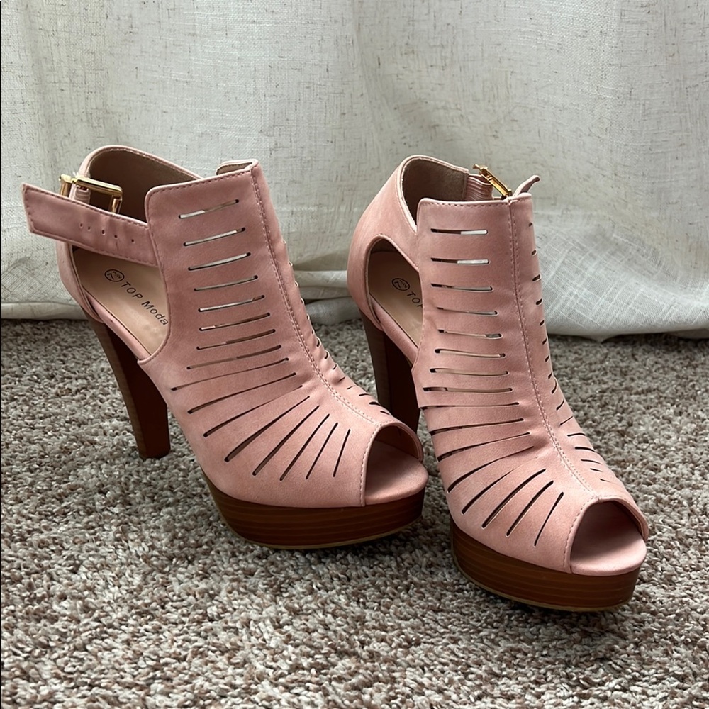 Top Moda Pink Peep Toe Heels